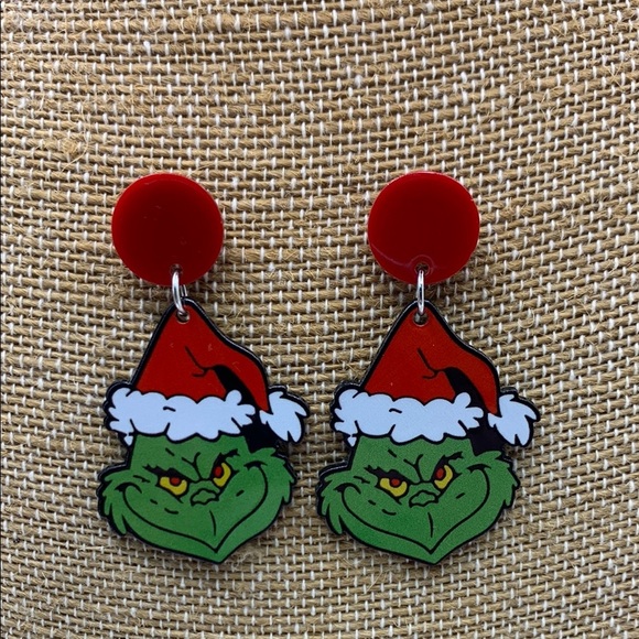 Grinch Earrings - Red and Green - Picture 5 of 7